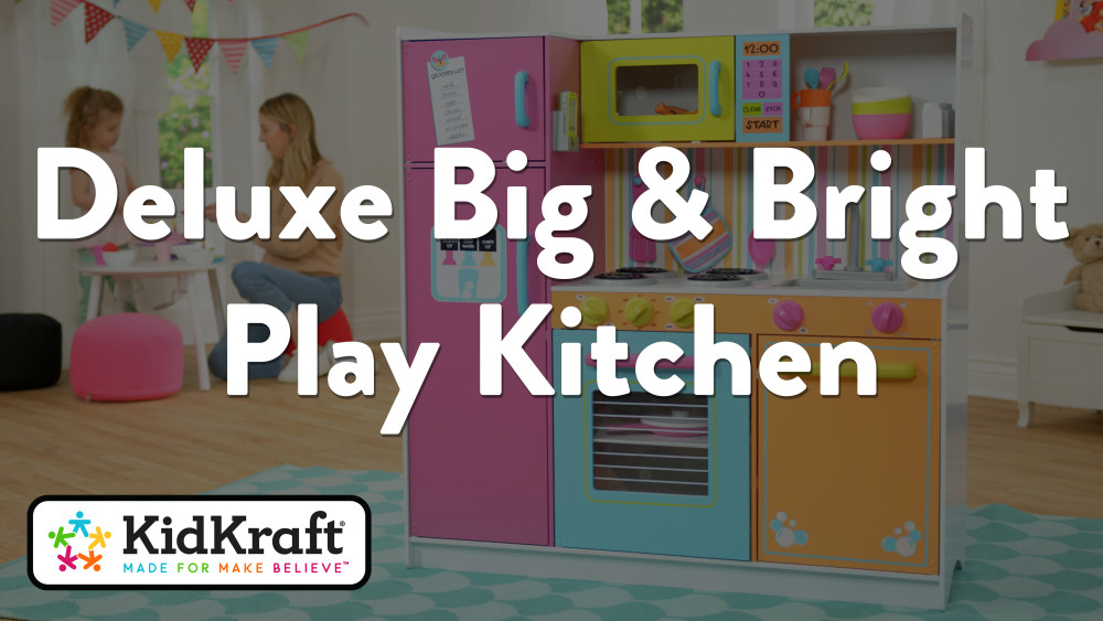 KidKraft Deluxe Big and Bright Wooden Play Kitchen for Kids, Neon Colors - image 2 of 10