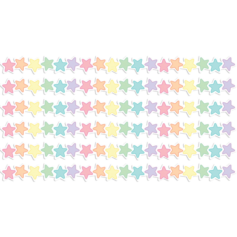Pastel Pop Stars Die-Cut Border Trim, 35 Feet Per Pack, 6 Packs