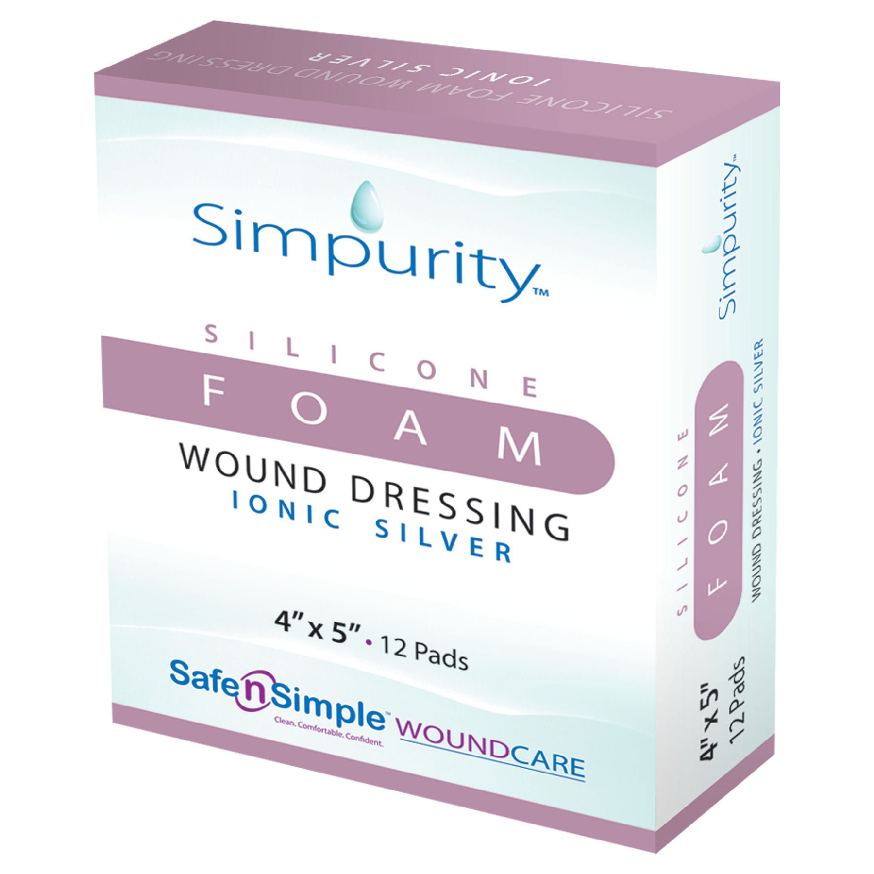Safe N Simple DRESSING, WND FM SILICONE W/SILVER 4"X5" (12/BX 16BX/CS)