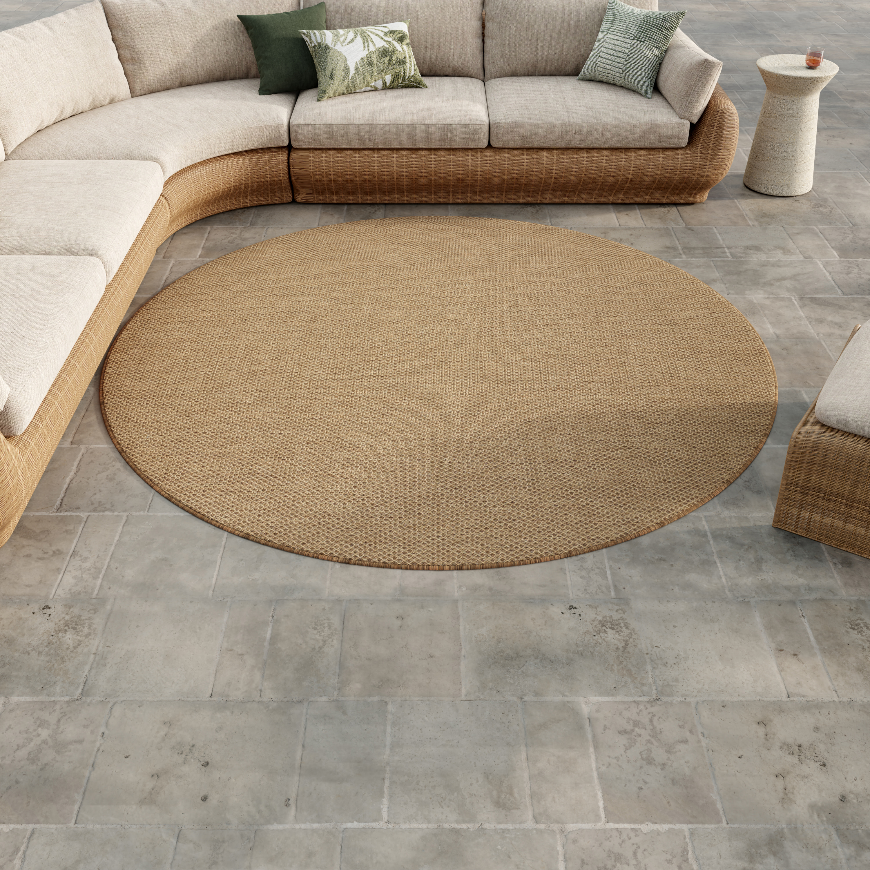 Nourison Courtyard 8' x Round Jute Modern Rug
