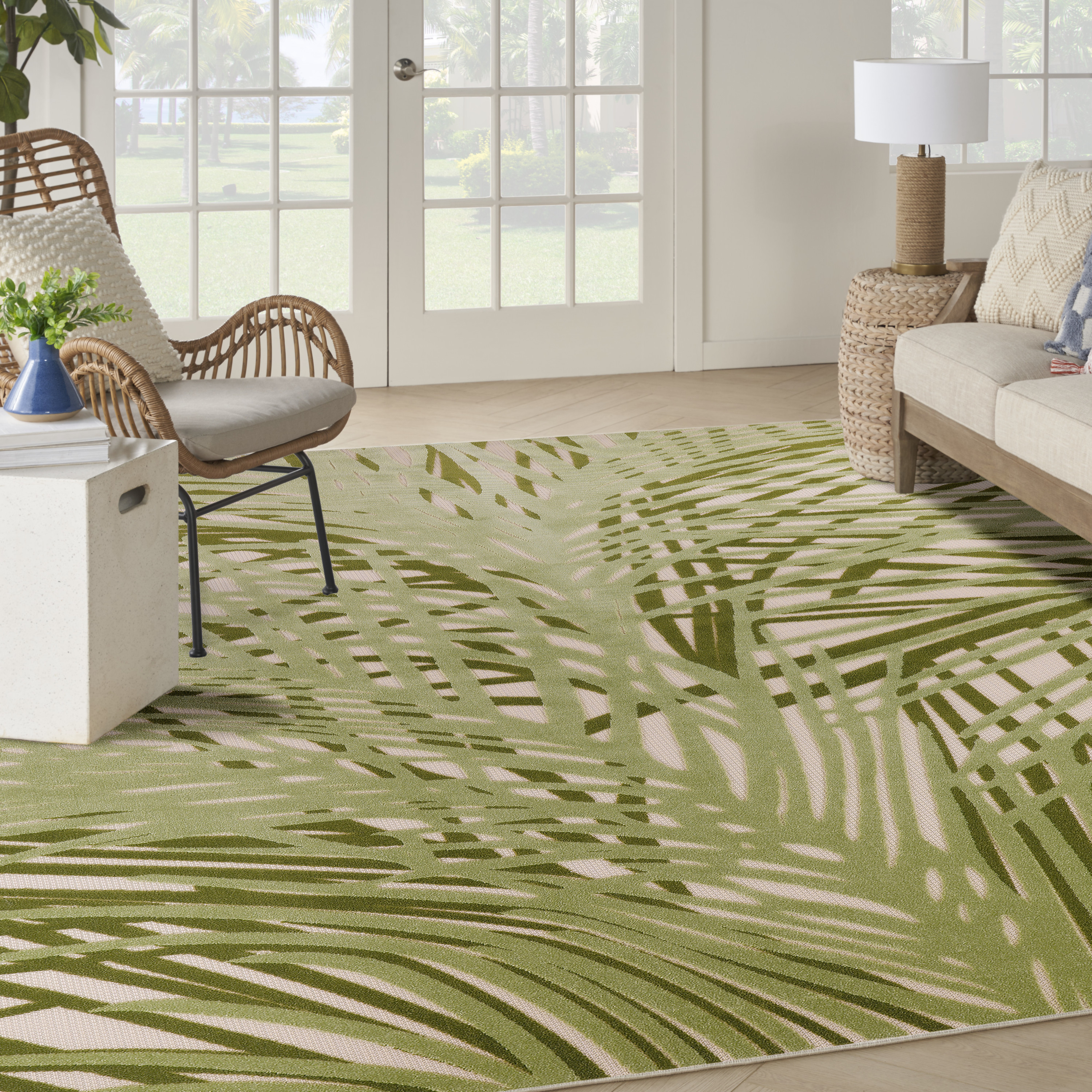 Nourison Aloha 7'10" x 10'6" Ivory Green Outdoor Rug