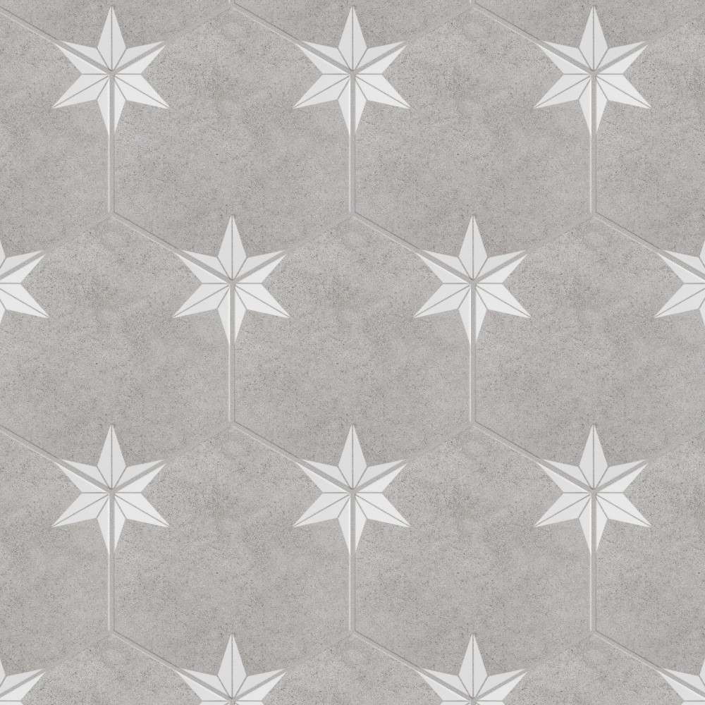 Stella Hex Mist 8.63x9.88 Hexagon Porcelain Floor and Wall Digital Pattern