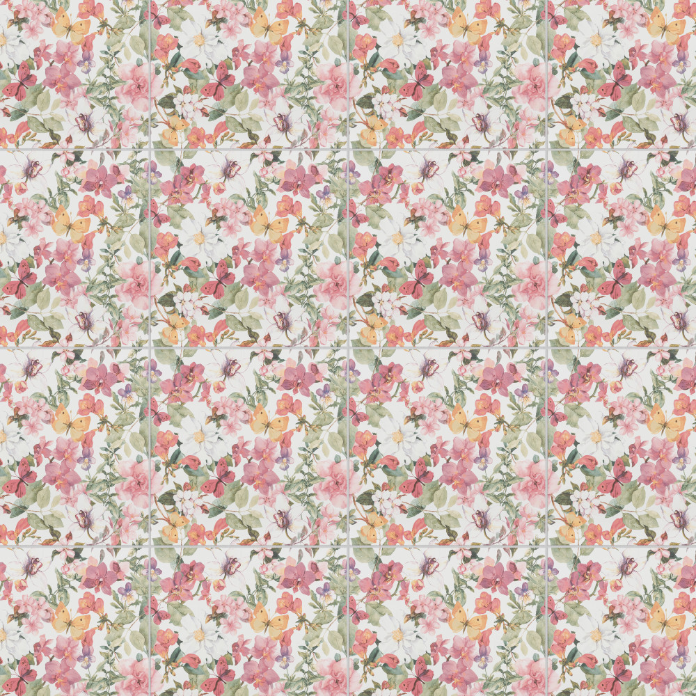 Imagine Floral Meadow 19.38x19.38 Square Porcelain Floor and Wall Digital Pattern