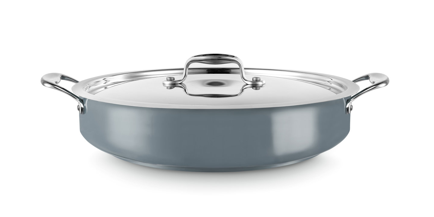 Plat à paella avec couvercle Cool Line de 32 cm en acier inoxydable 18/10 Gris