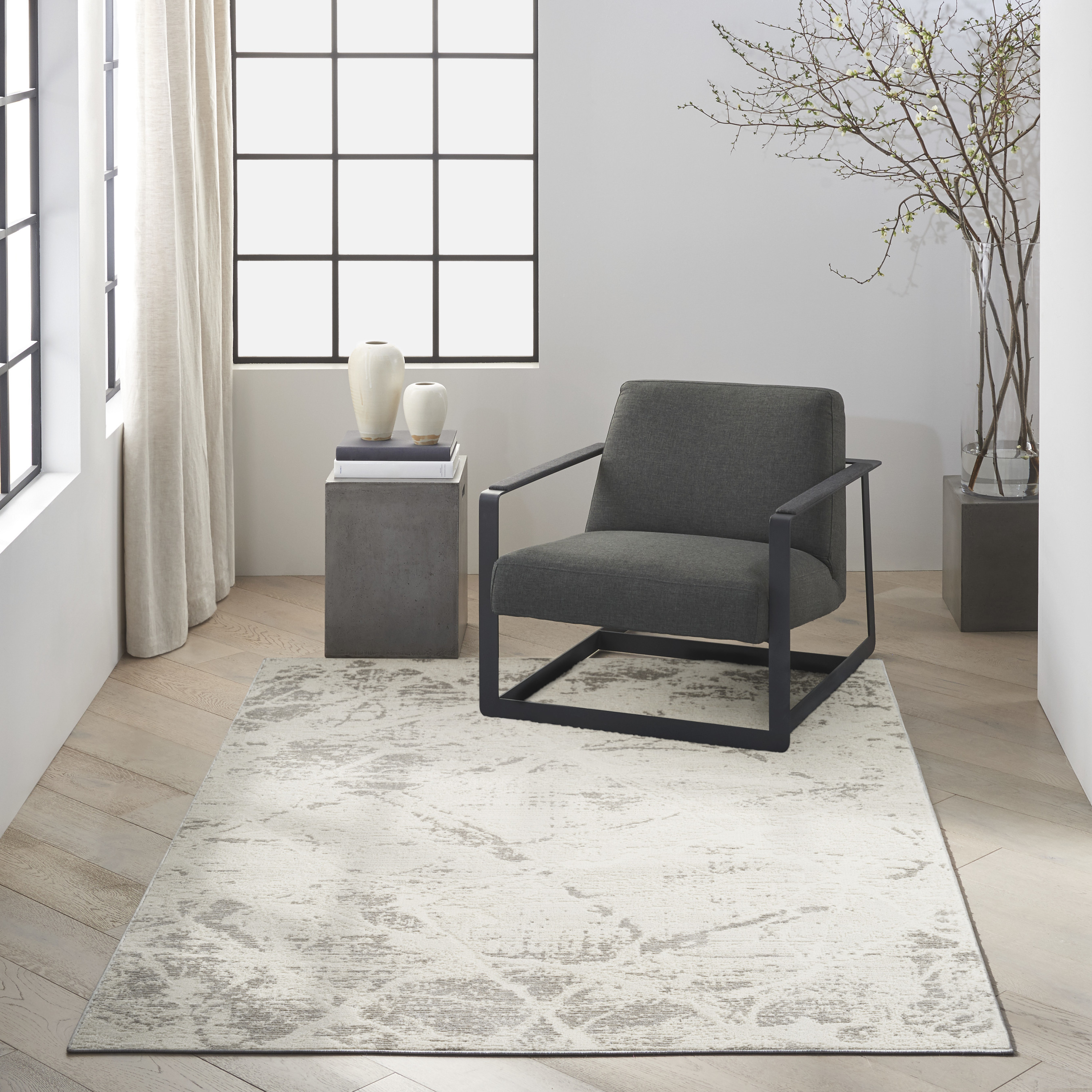 Calvin Klein CK029 Captivating 7'10" x 9'10" Cream Grey Modern Indoor Rug