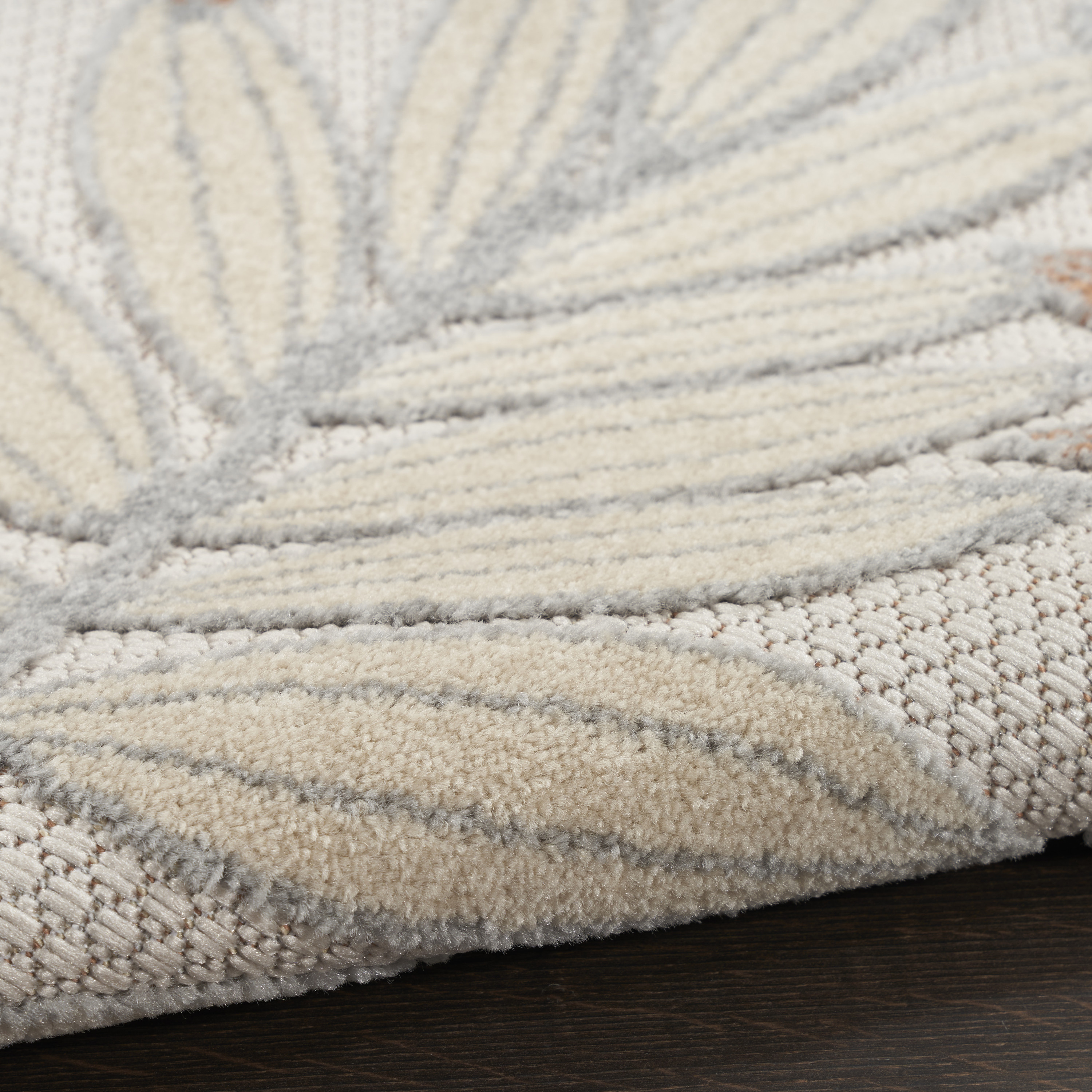 Nourison Aloha 5'3" x Round Blue Mocha Outdoor Rug