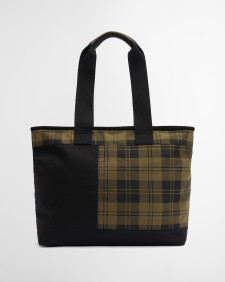 Mya Patchwork Tote Bag Black/Olive Check
