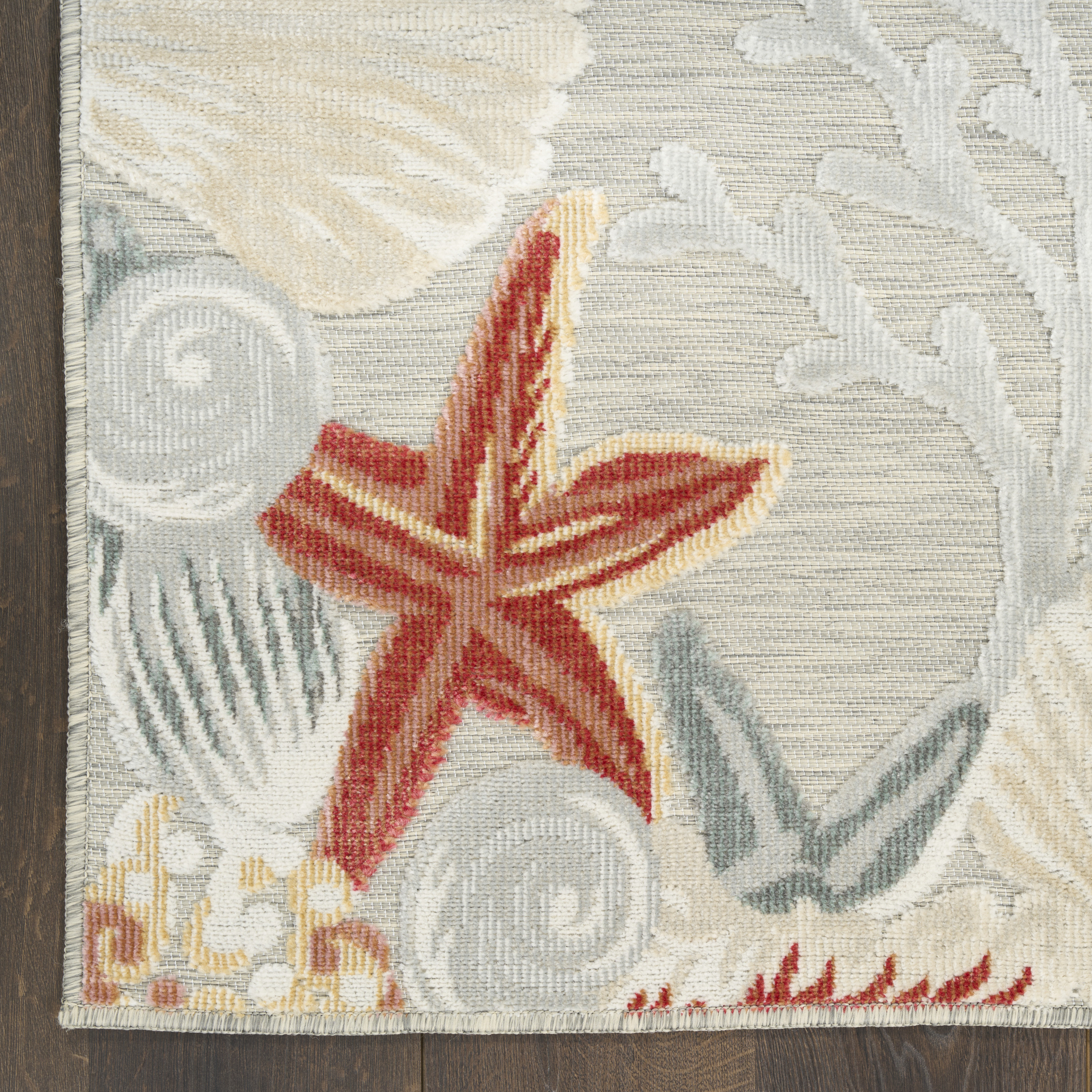 Nourison Suncoast 5'3" x 7'3" Grey Multicolor Coastal, Nautical & Beach Rug