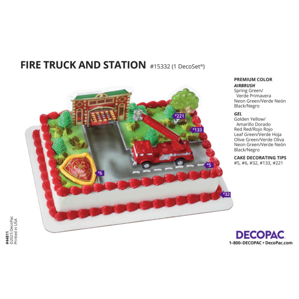 Fire Truck & Station Cake Decorating Instruction Card