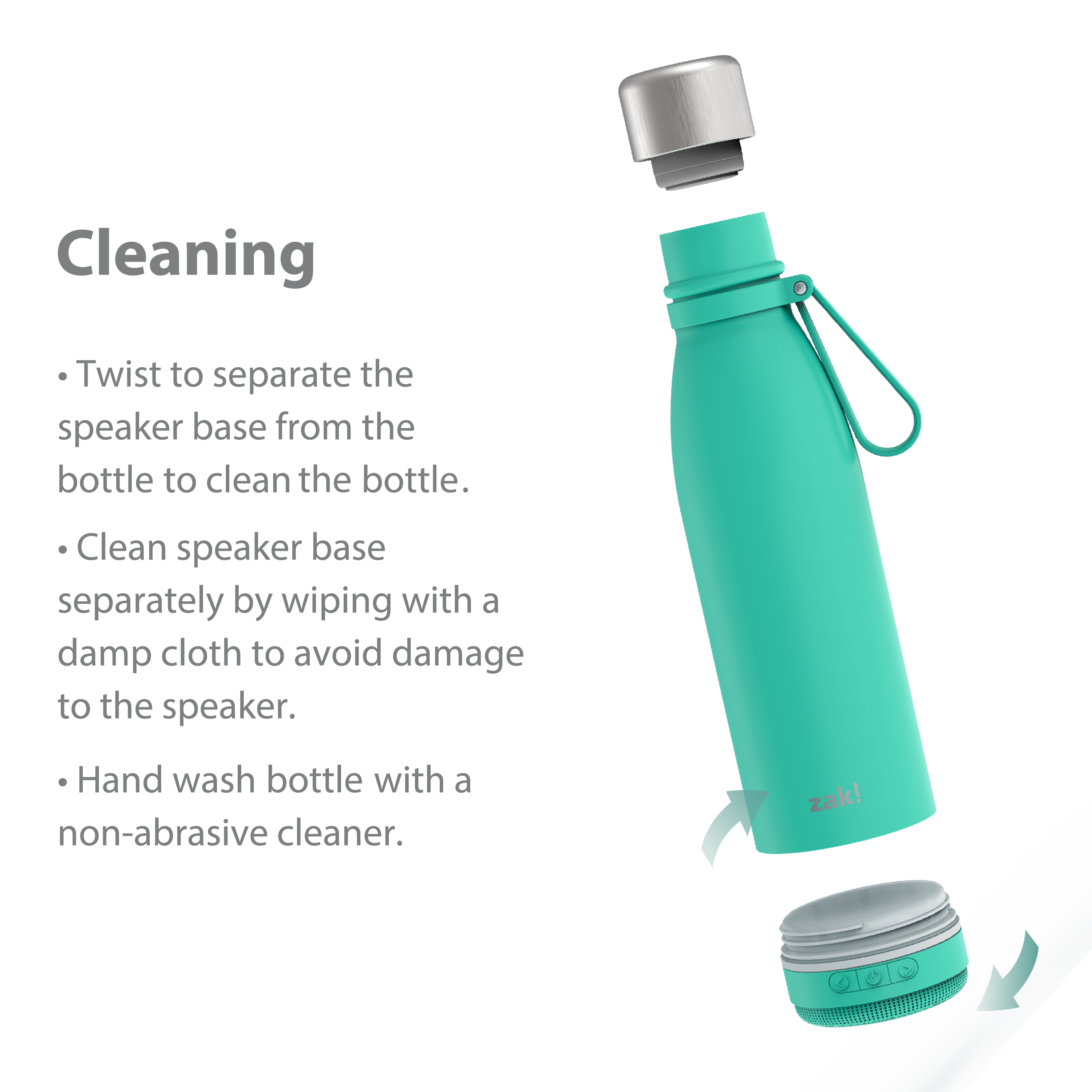 Zak Play 17.5 ounce Stainless Steel Tumbler with Bluetooth Speaker, Teal slideshow image 14 Zak Play 17.5 ounce Stainless Steel Tumbler with Bluetooth Speaker, Teal slideshow image 14