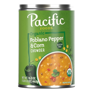 Pacific Foods® Organic Poblano Pepper and Corn Chowder, 16.3 oz Can (Case of 12)
