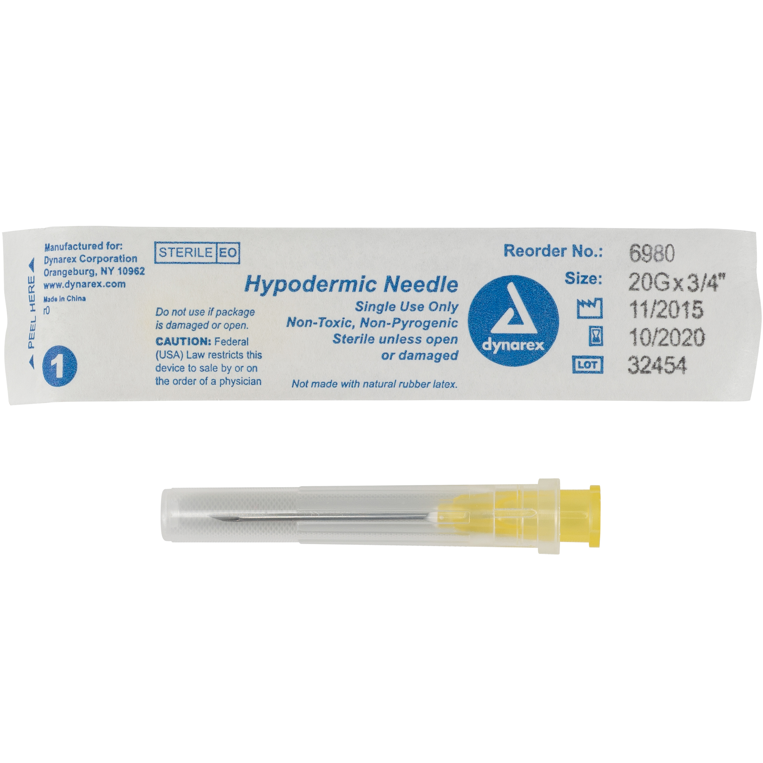 Hypodermic Needle 20G, 3/4