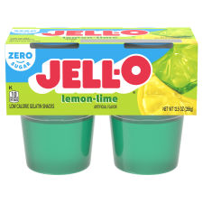 JELL-O Zero Sugar Lemon-Lime Flavor Gelatin Snack Cups, 4 ct