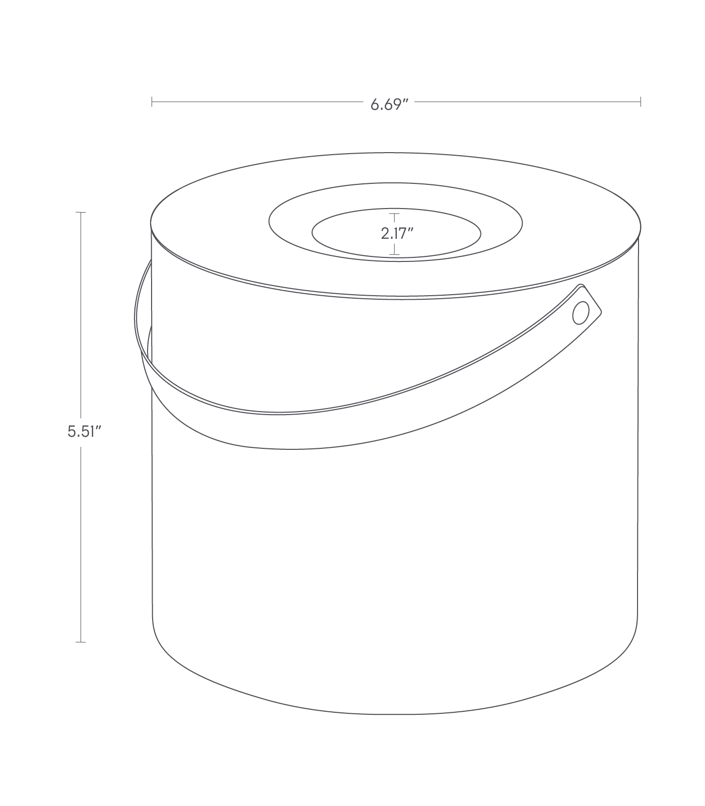 Dimension image for Mosquito Repellant Coil Holder or Storage Case on a white background including dimensions L 6.69 x W 6.69 x H inches.