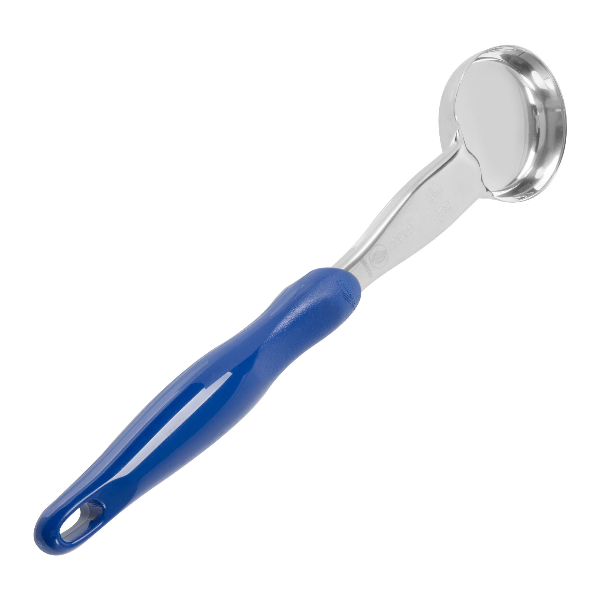 2ounce onepiece heavyduty solid round Spoodle® utensil with blue nylon handle