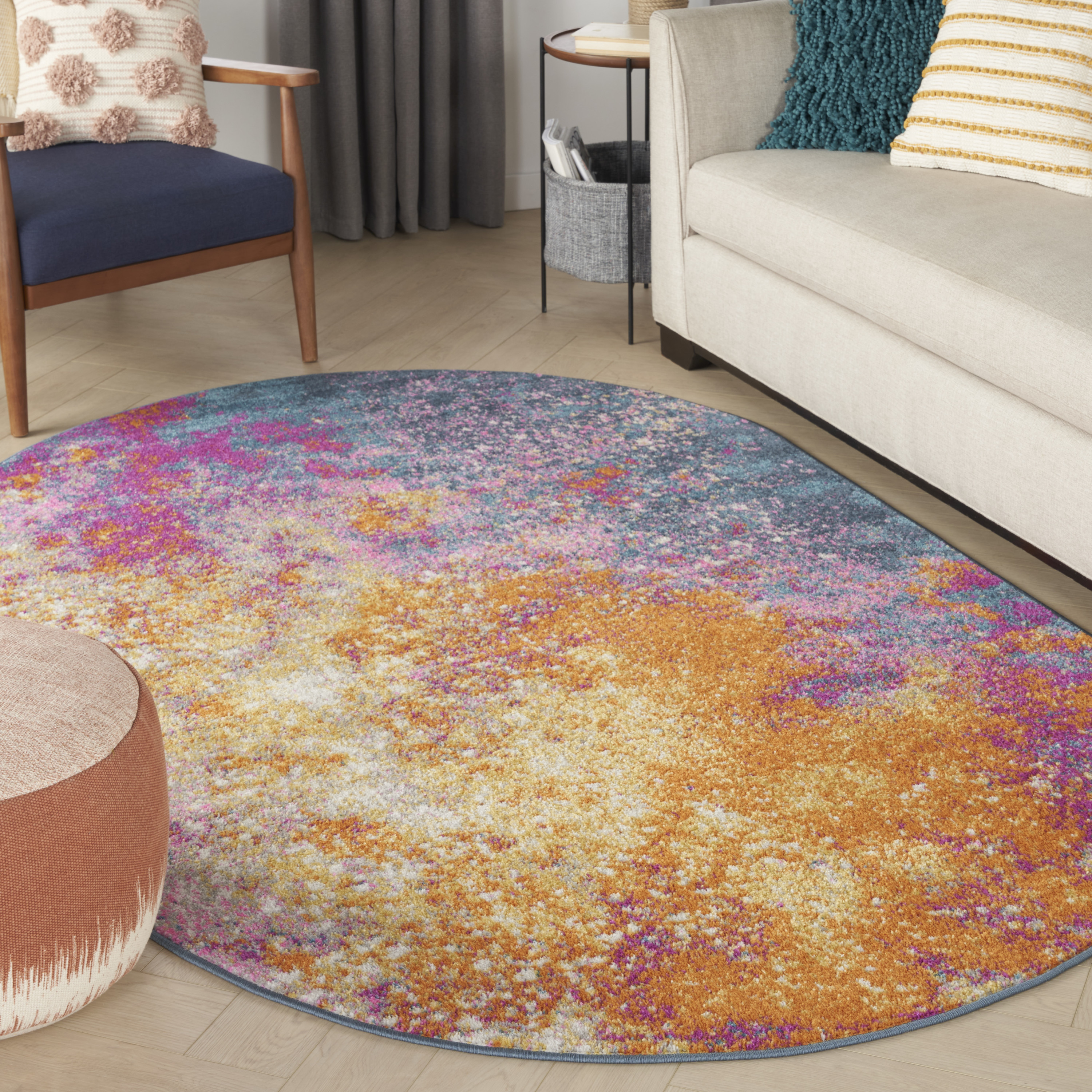 Nourison Passion 5' x 8' Oval Sunburst Modern Indoor Rug