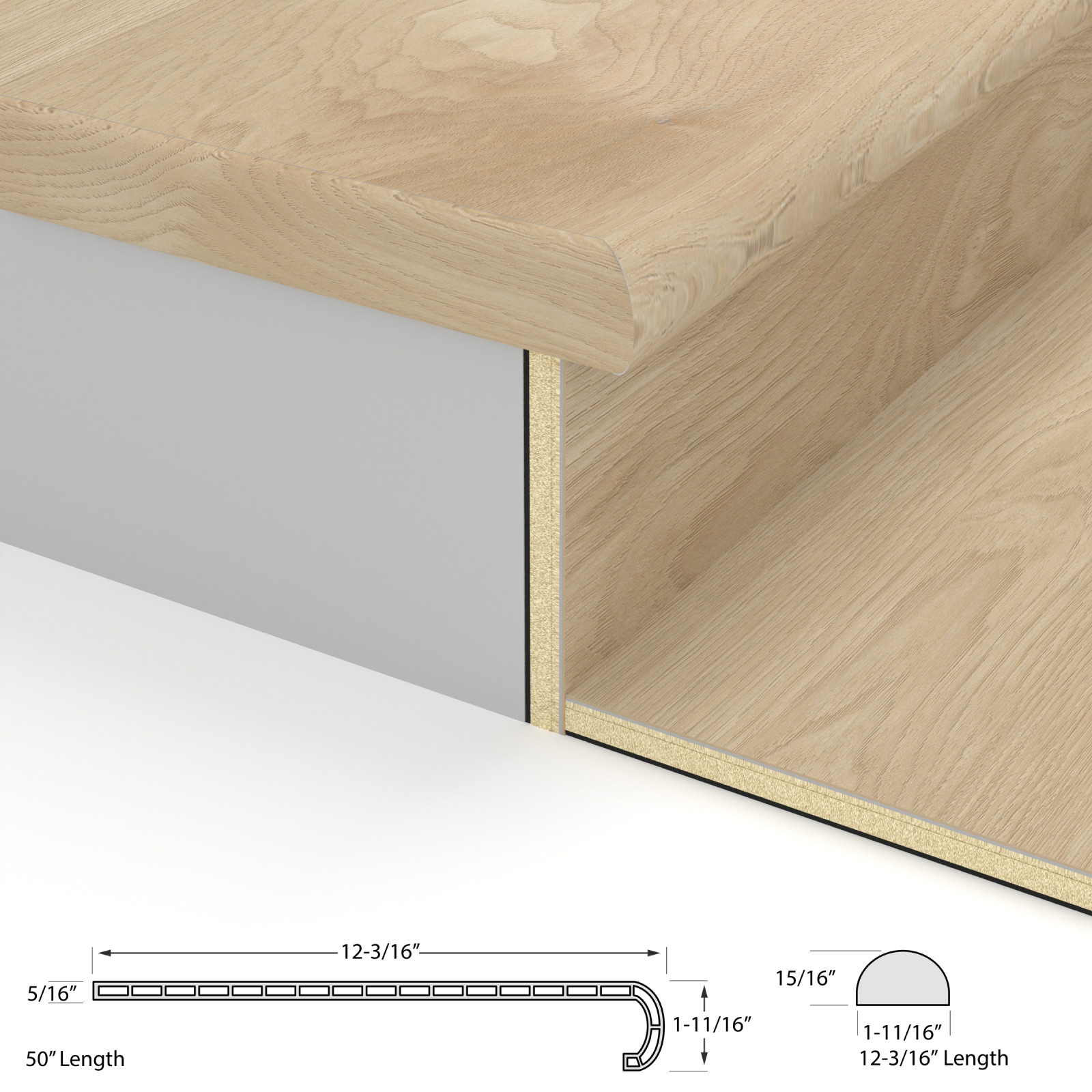 Sandstone Wash Laguna Vinyl Stair Tread w/ Cap view 3