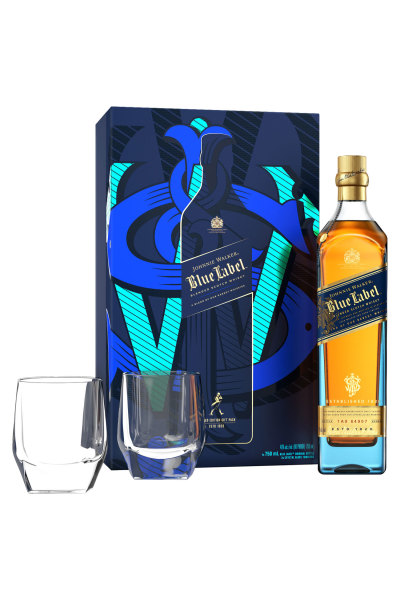 Johnnie Walker Blue Label Scotch With Glasses