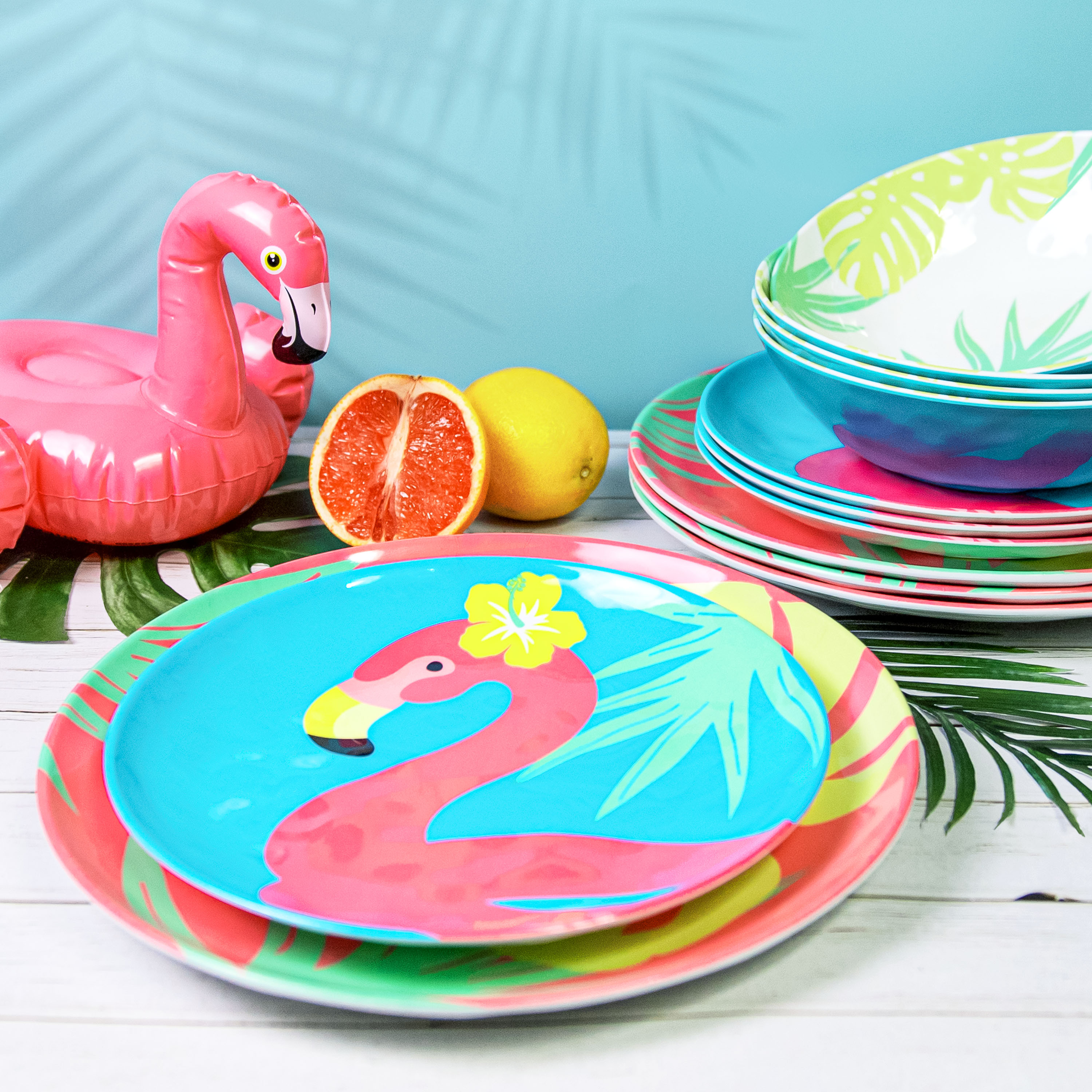 Summer Prints Dinnerware Set, Flamingo, 12-piece set slideshow image 4 Summer Prints Dinnerware Set, Flamingo, 12-piece set slideshow image 4