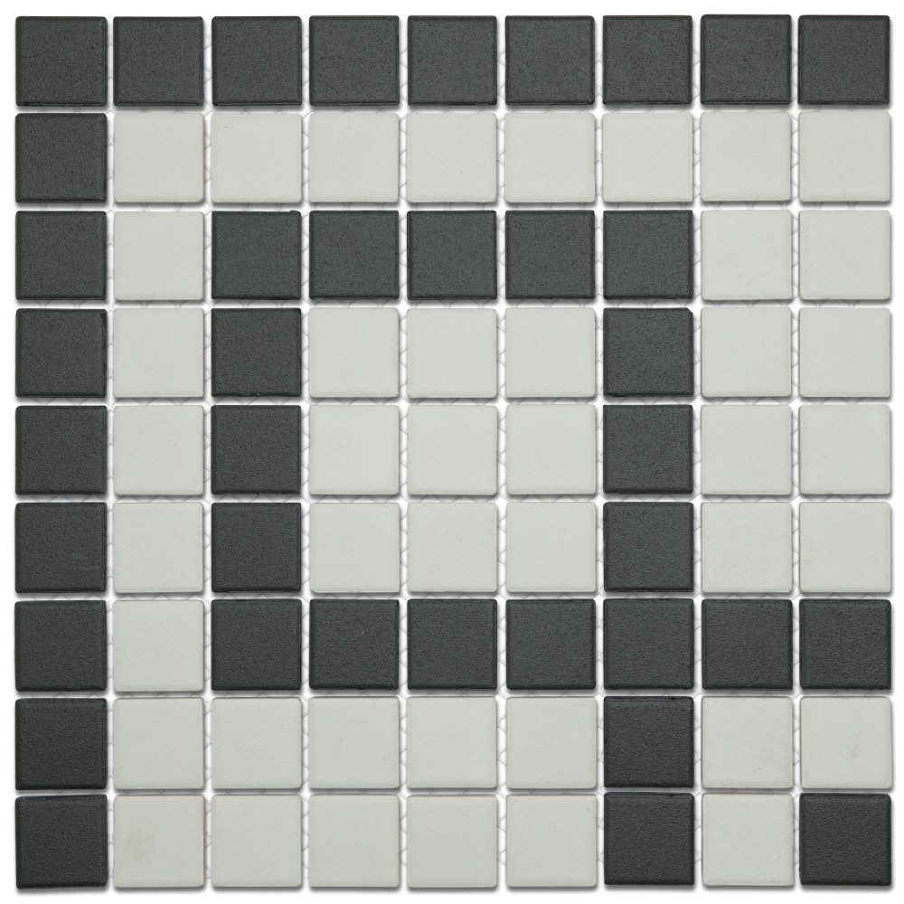 Gotham 1″ Greek Corner Unglazed Black and White 8-3/4 in. x 8-3/4 in. Porcelain Mosaic Tile