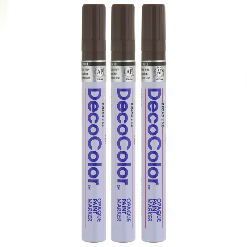 DecoColor® Paint Marker, Broad Tip, 300-S, Dark Brown #18, Set of 3
