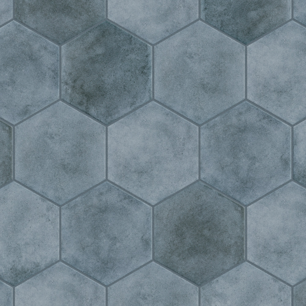 Matter Hex Blue 7-7/8 in. x 9 in. Porcelain Floor and Wall Tile