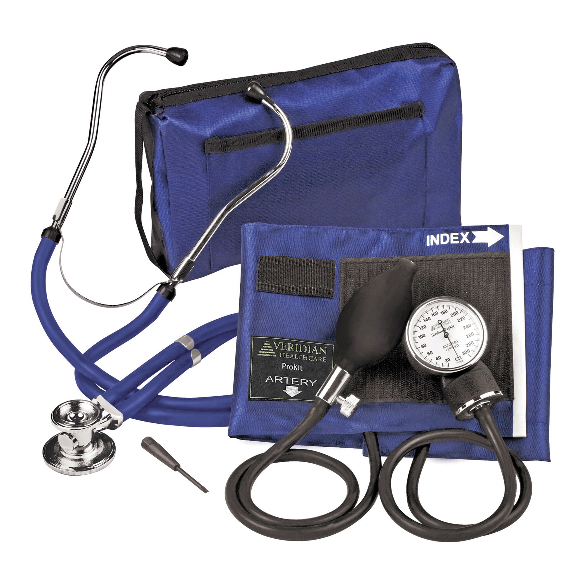 Sterling Series ProKit™ Aneroid Sphygmomanometer with Stethoscope, Royal Blue