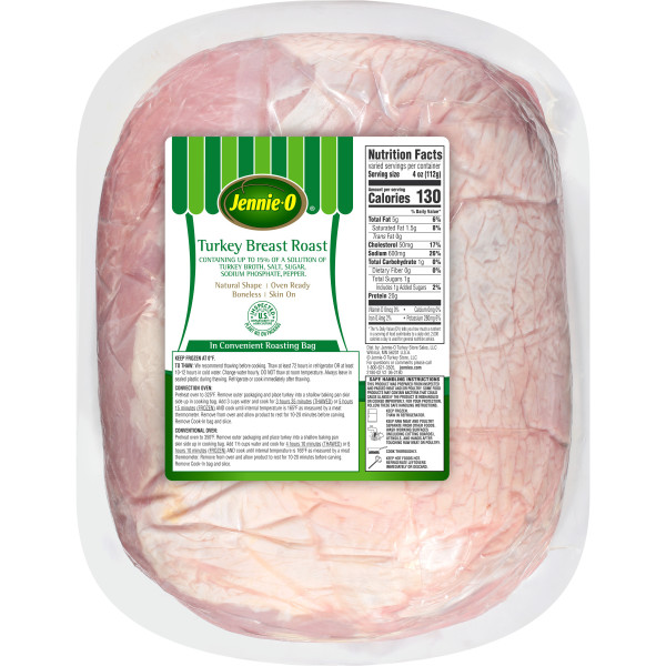 JENNIE-O(r) GRAND CHAMPION Boneless Turkey Breast Roast CIB Skin On 15%, 2 pc . C1C1 - Front Center In Package (Hi Res)