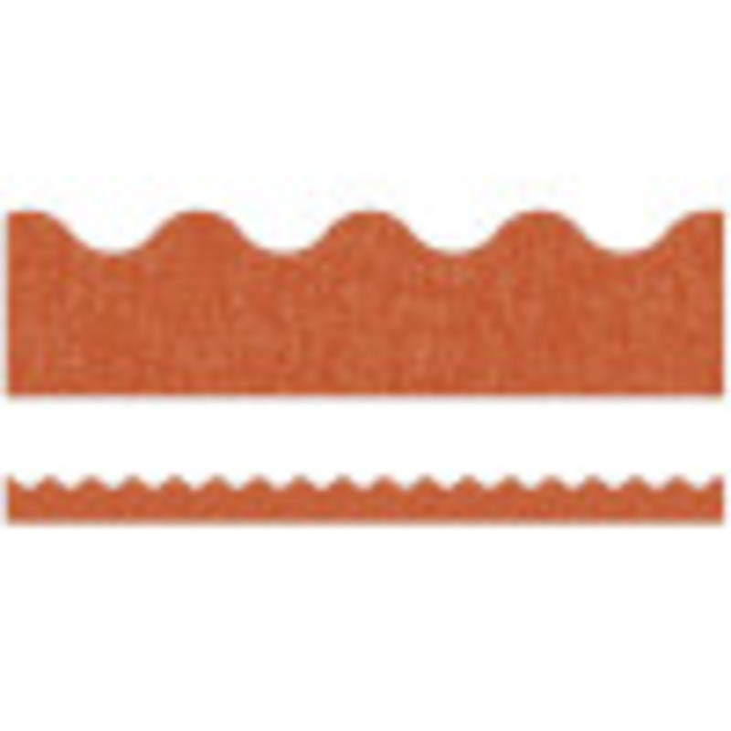 Let's Explore Terracotta Linen Scalloped Border, 39 Feet