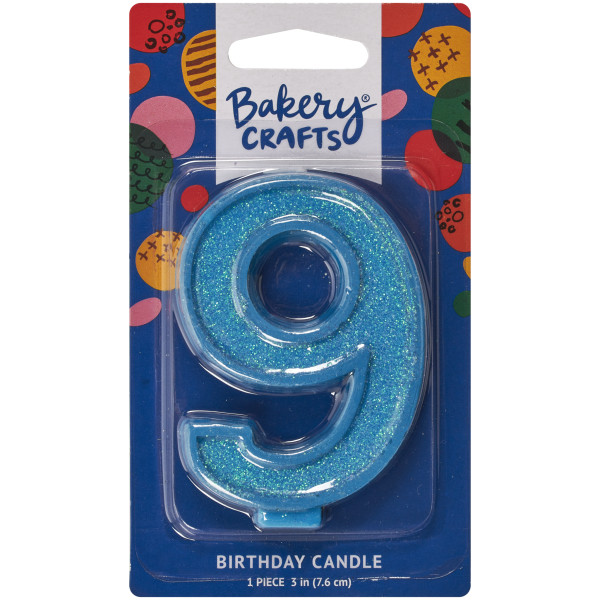 9 Glitter Numeral Candles