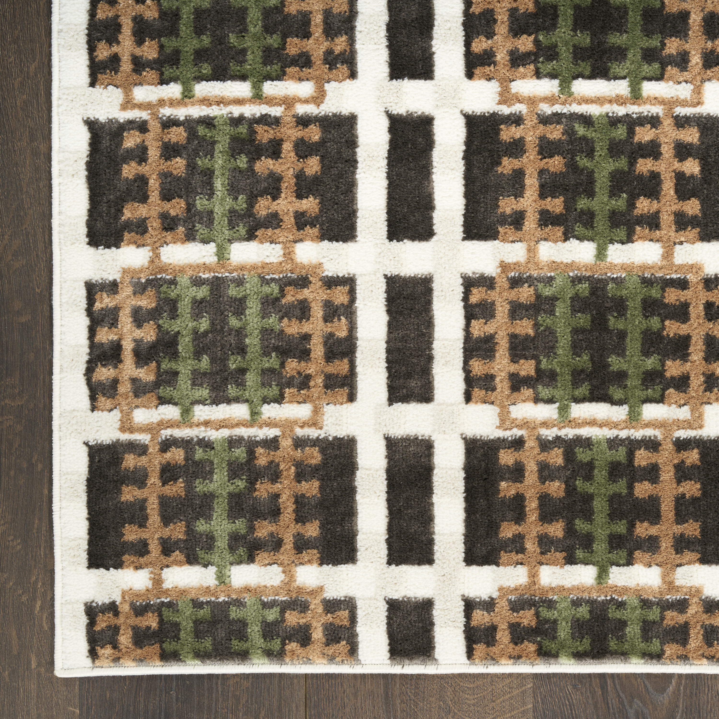 Nourison Nordic 2' x 6' Charcoal Multicolor Modern Indoor Rug