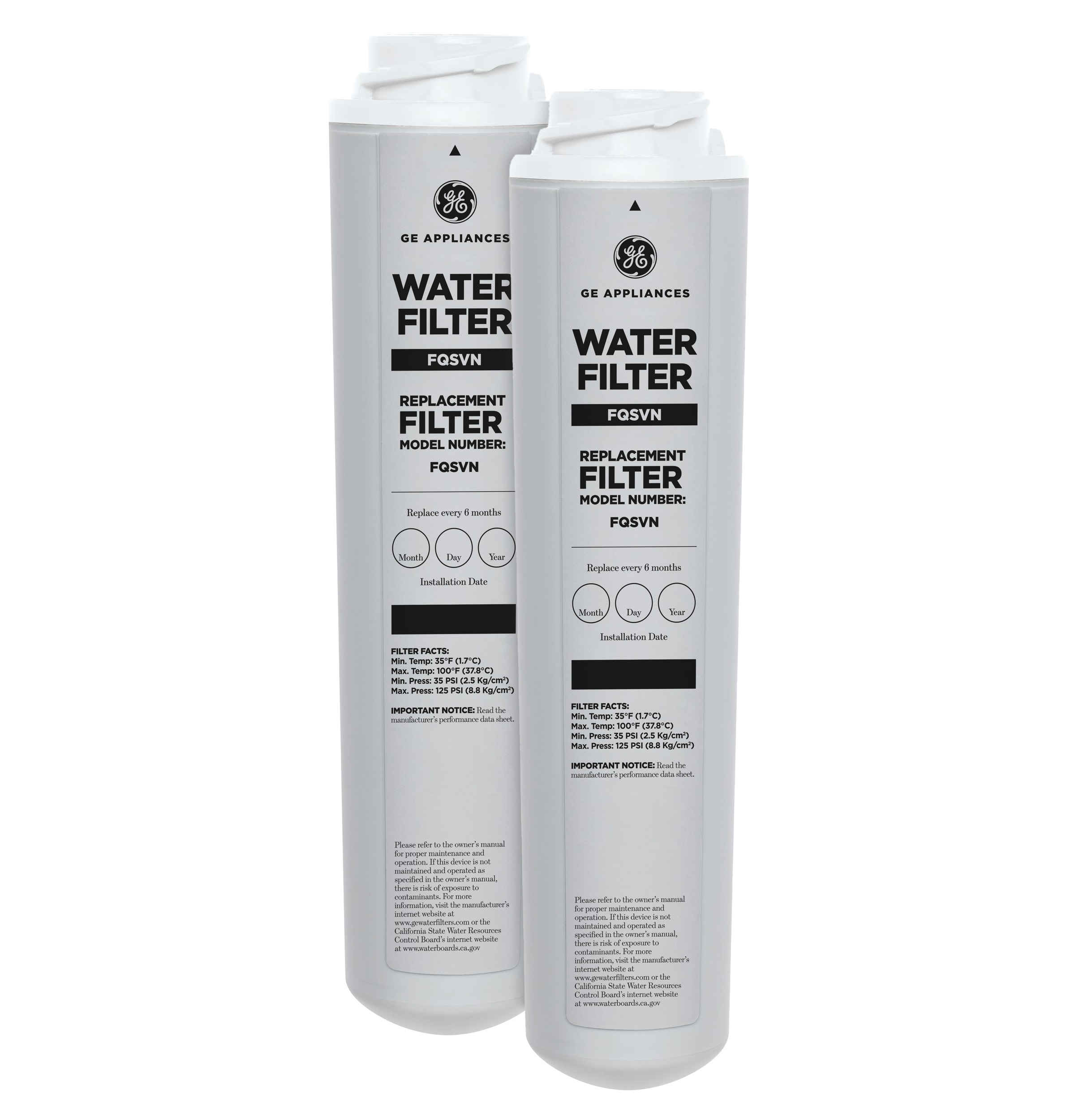 GE® DUAL STAGE DRINKING WATER REPLACEMENT FILTER - FQSVF REPLACEMENT &mdash; Model #: FQSVN