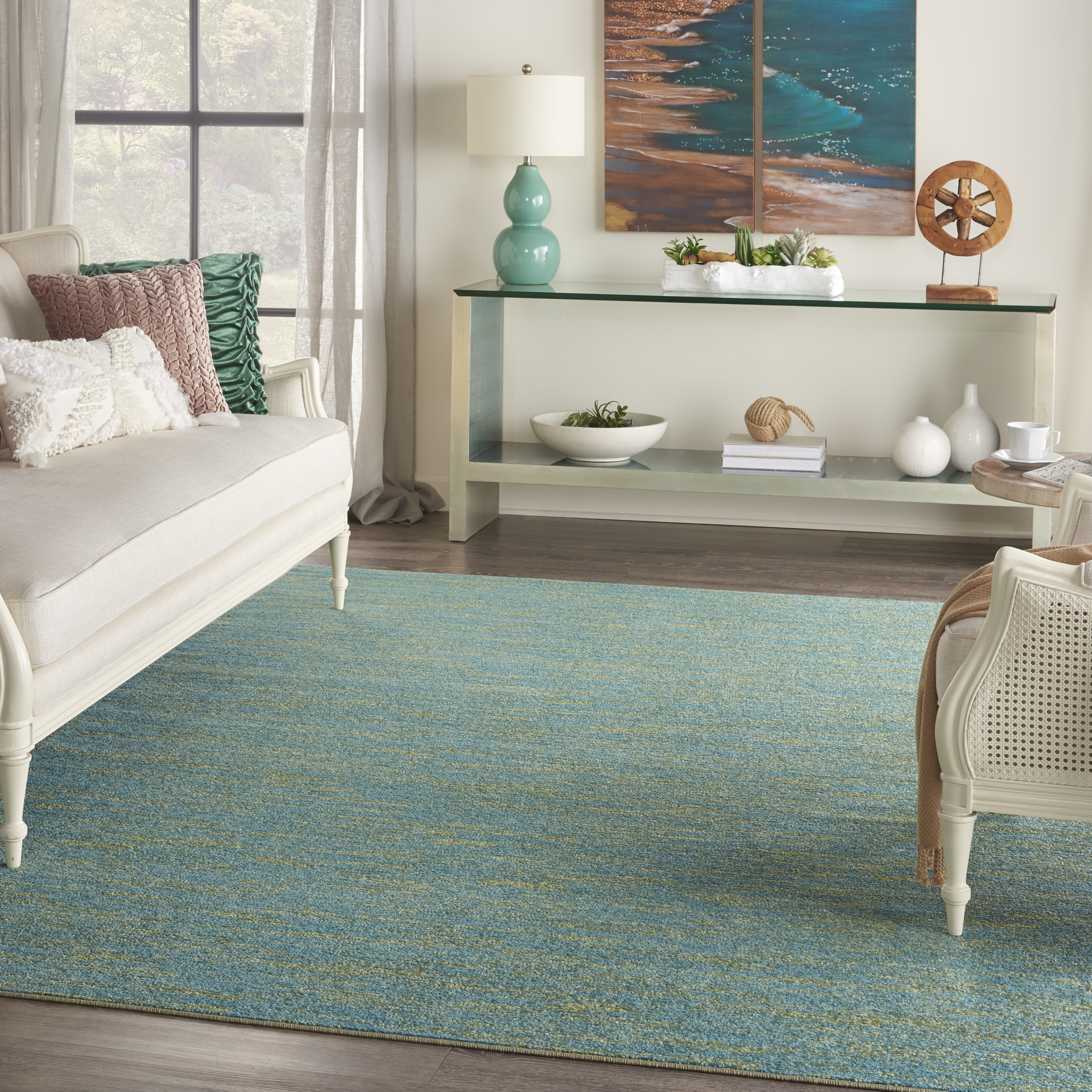 Nourison Nourison Essentials 7' x 10' Blue Green Outdoor Rug