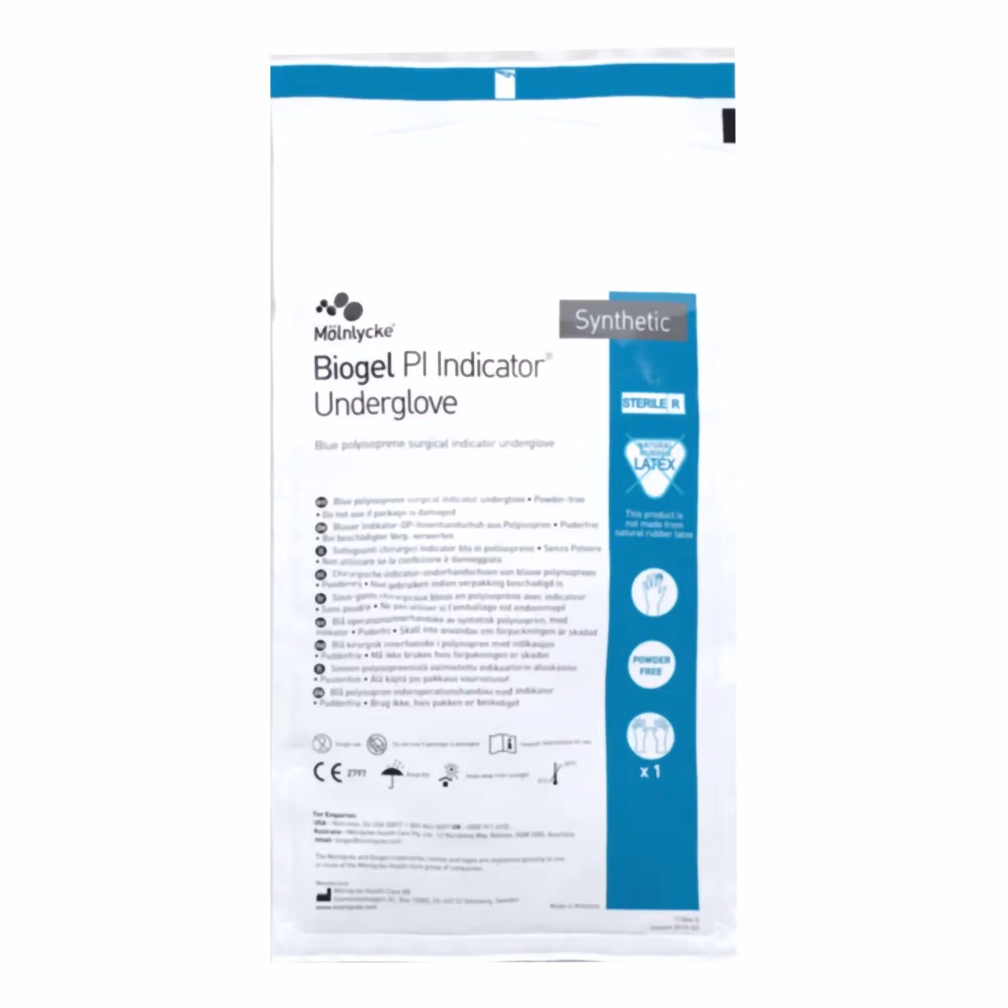 Biogel® PI Indicator Underglove™ Polyisoprene Surgical Underglove, Size 8, Blue