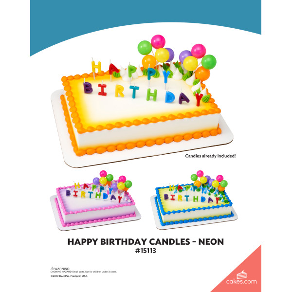 Happy Birthday Candles Neon The Magic of Cakes® Icing Only Page