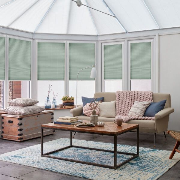 Solartex Chintz Duckegg Pleated blind