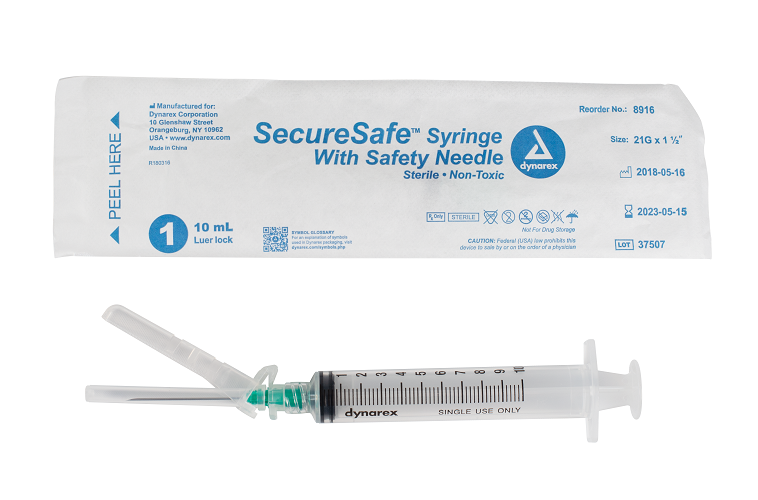 SecureSafe™ Syringe with Safety Needle  - 10cc - 21G, 1.5
