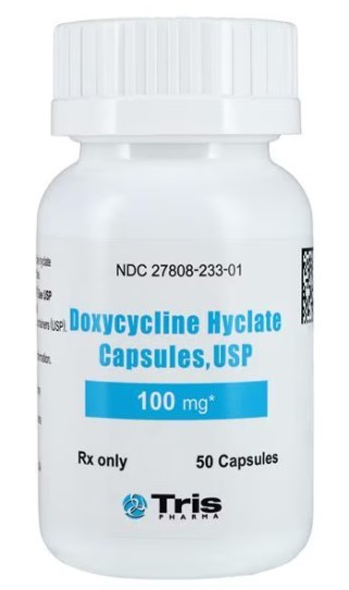 Doxycycline Hyclate Capsules 100mg Bottle -50/Bottle