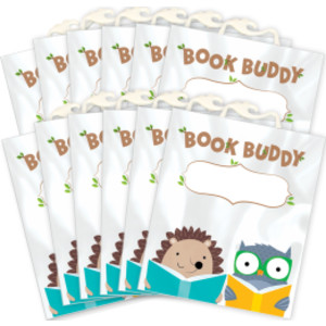 Book Buddy Bags, 10-1/2 in x 12-1/2 in, Woodland Friends Design, Pack of 12