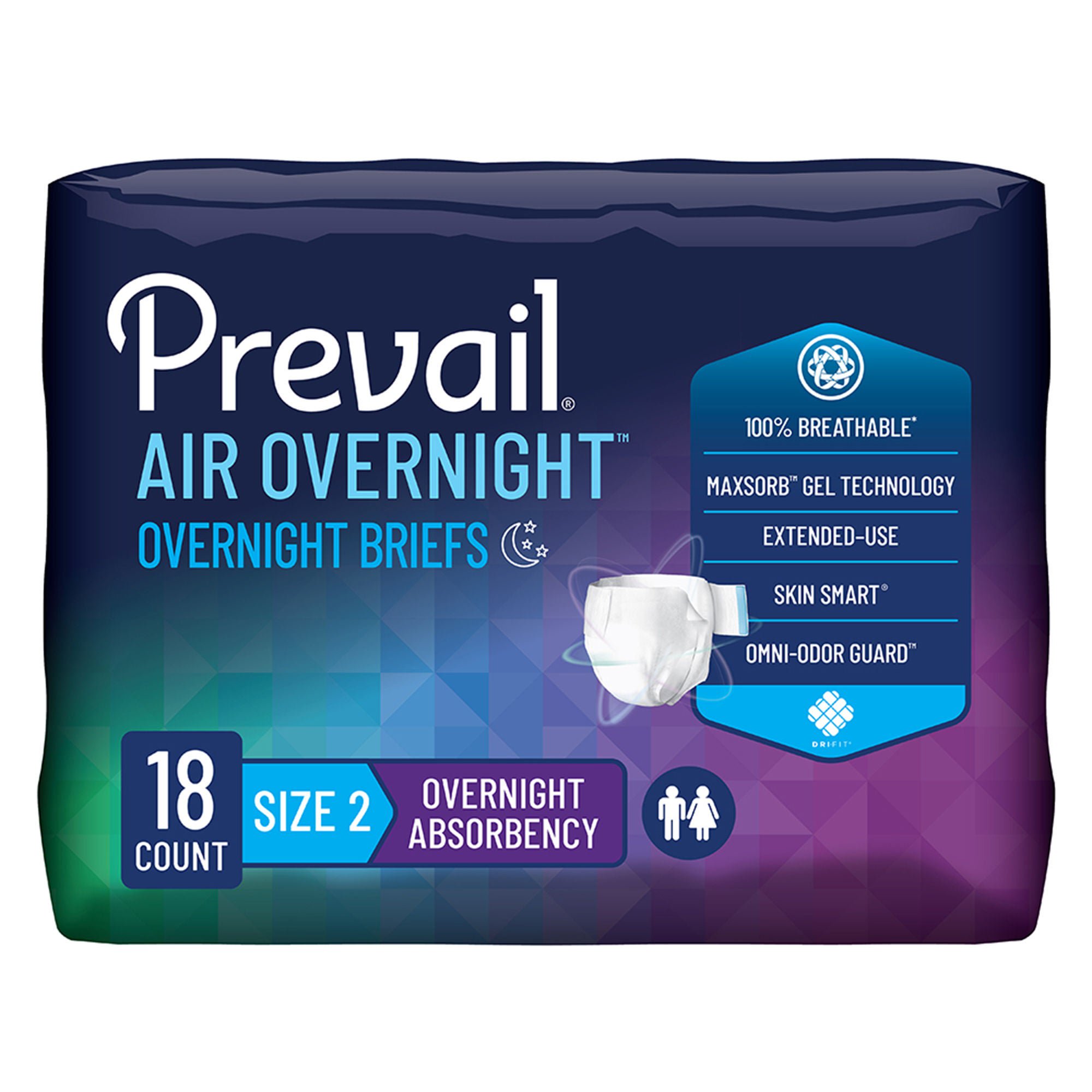 Prevail Air™ Overnight Briefs Overnight Absorbency, Size 2