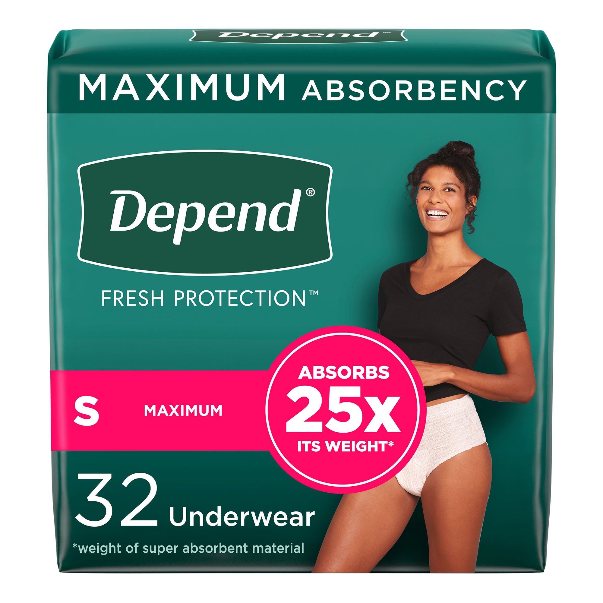 Depend Fresh Protection Womens Maximum Absorbency Underwear, Small MK 1184204