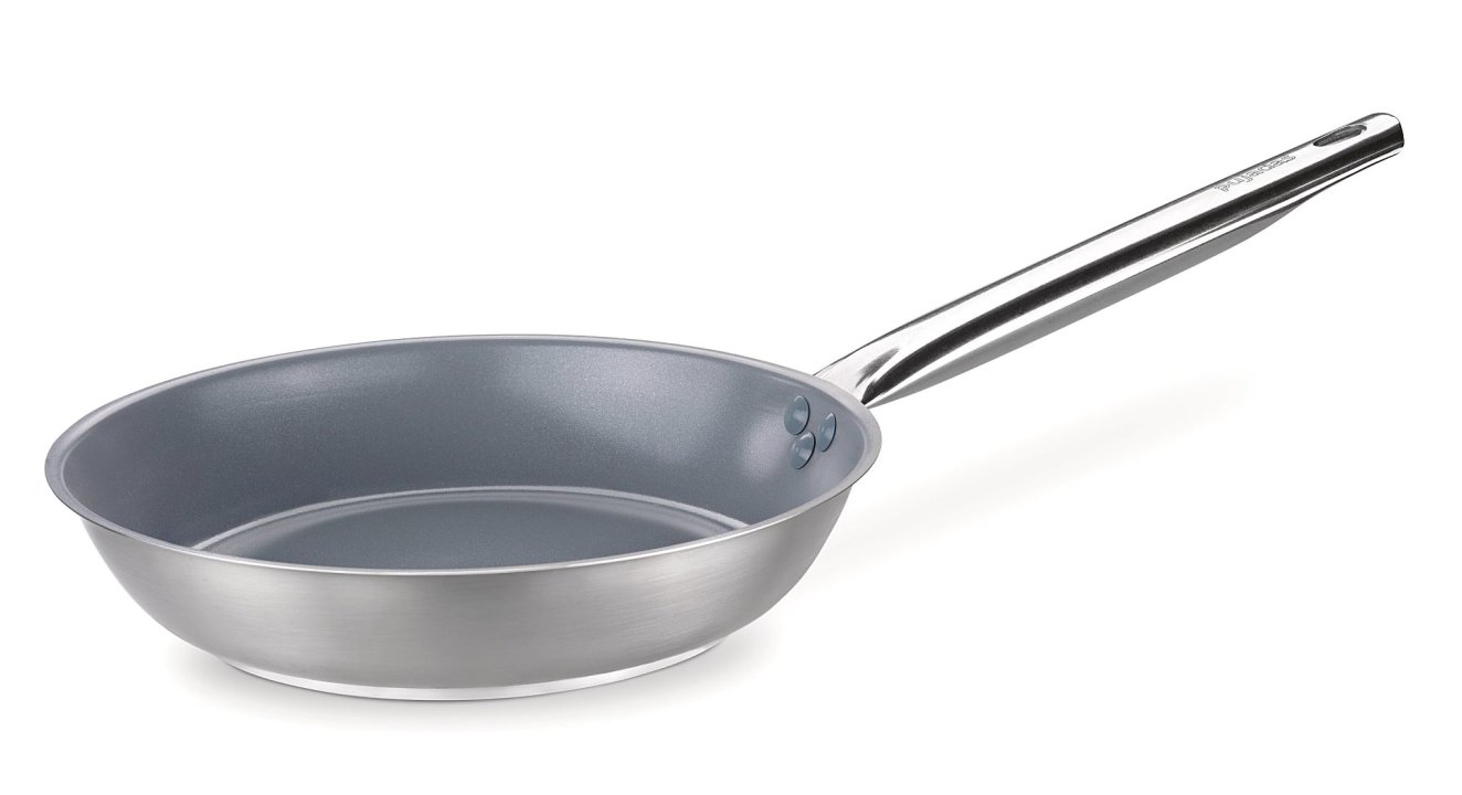 Sartén Inox-Pro Ceramic con mango Ergos de acero inoxidable de 20 centímetros lista para la inducción con antiadherente cerámico