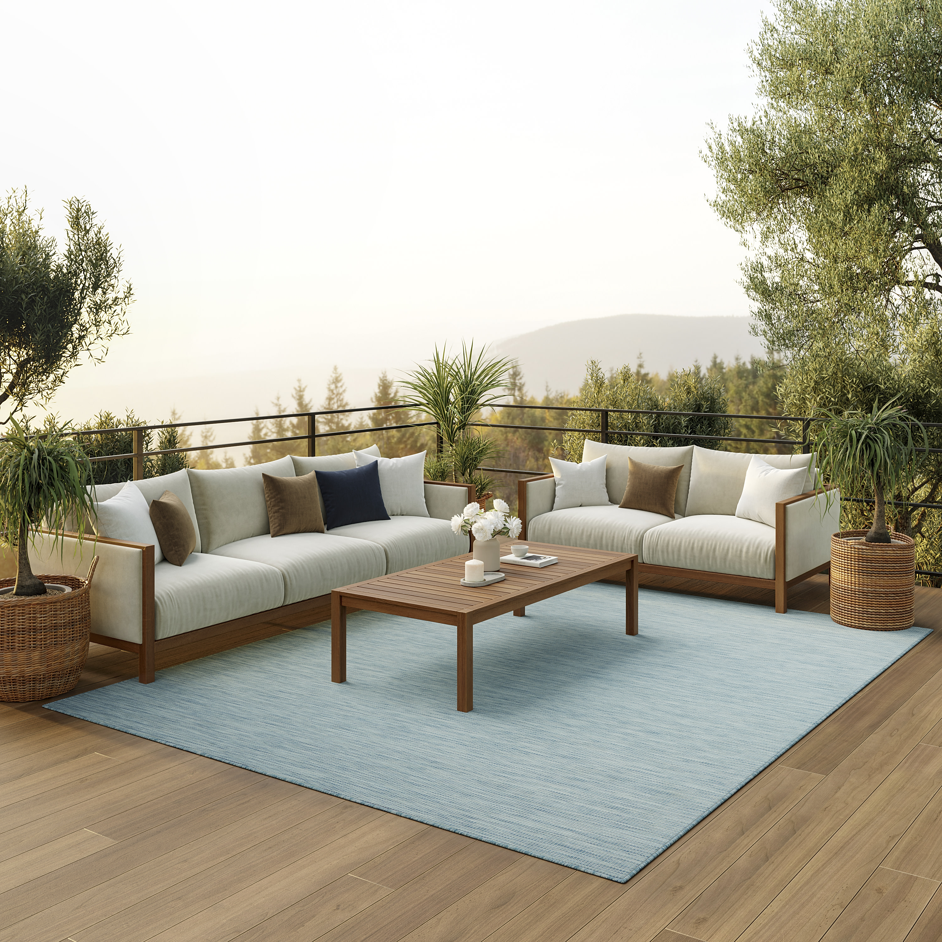 Nourison Positano 8' x 10' Aqua Modern Rug