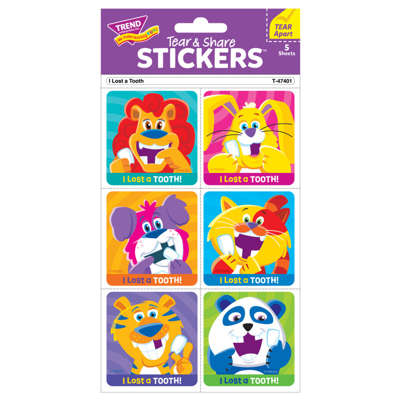 I Lost A Tooth Tear & Share Stickers®, 30 Count