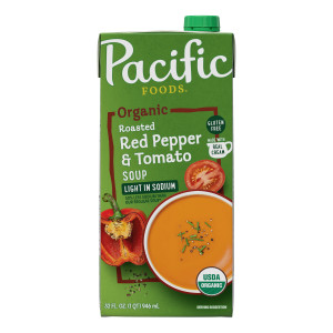 Pacific Foods® Organic Light in Sodium Roasted Red Pepper and Tomato Soup, 32 oz Carton (Case of 12)