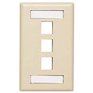 Versatap Faceplate With I.D. Windows, 3-Port, Ivory