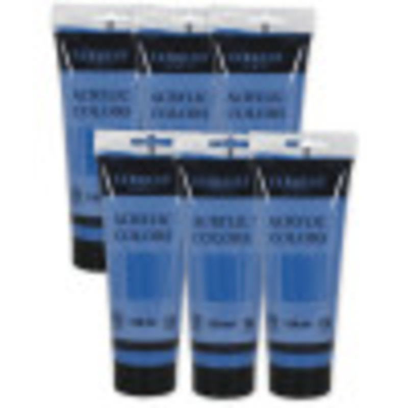 Acrylic Paint Tube, 120 ml, Primary Cyan, Pack of 6