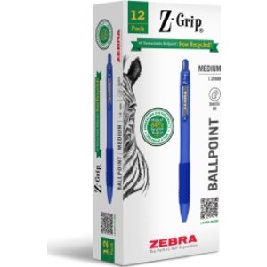 Z-Grip Recycled Retractable Ballpoint Pen, 1.0 mm, Blue, 12-Pack