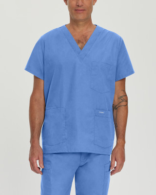 Landau Essentials Men&#8216;s 5-Pocket V-Neck Scrub Top-Landau