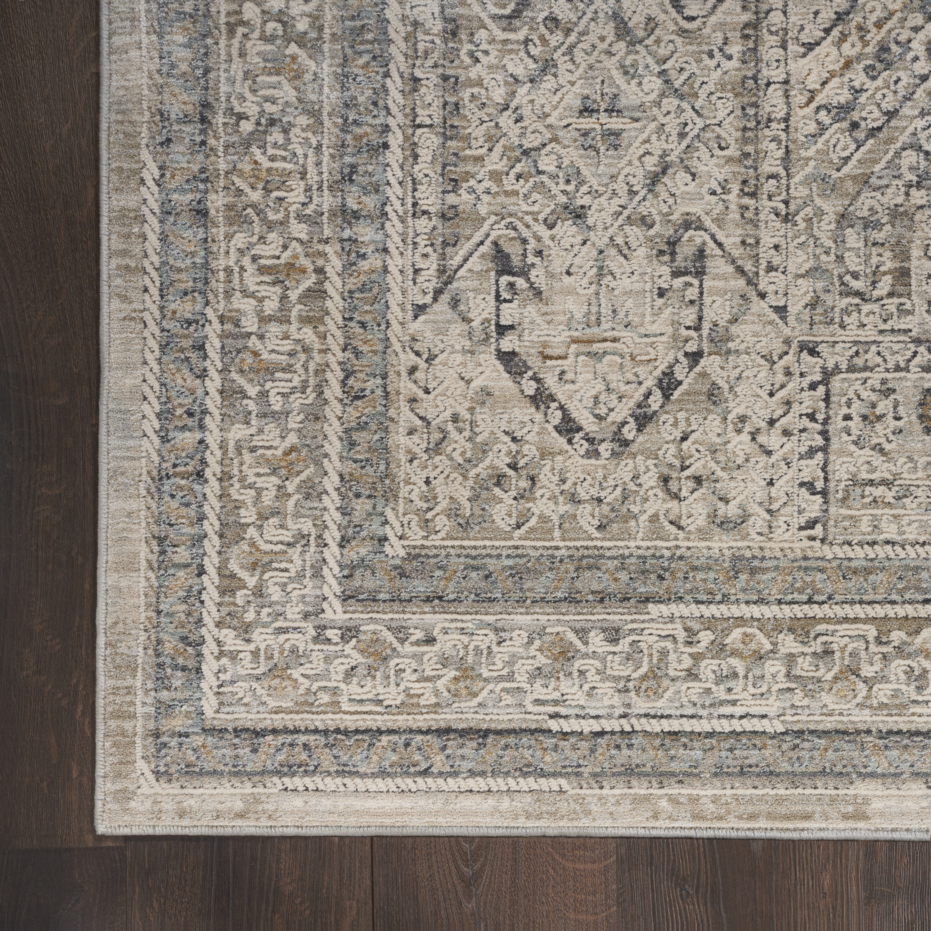 Nourison Lynx 2'3" x 12' Ivory Grey Blue Vintage Indoor Rug